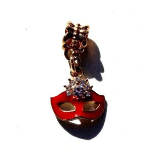 NEW Red / Gold Masquerade Mask Necklace Bracelet Charm Jewelry